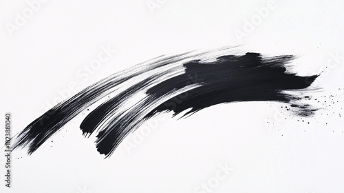 Abstract black brush stroke on white background