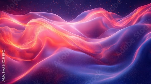 This image depicts abstract colorful waves seamlessly blending together in a cosmic background filled with stars.