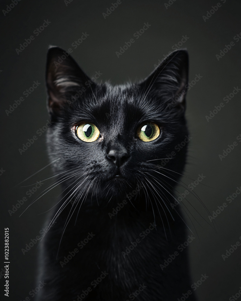 black cat portrait with green eyes black cat portrait with green eyes