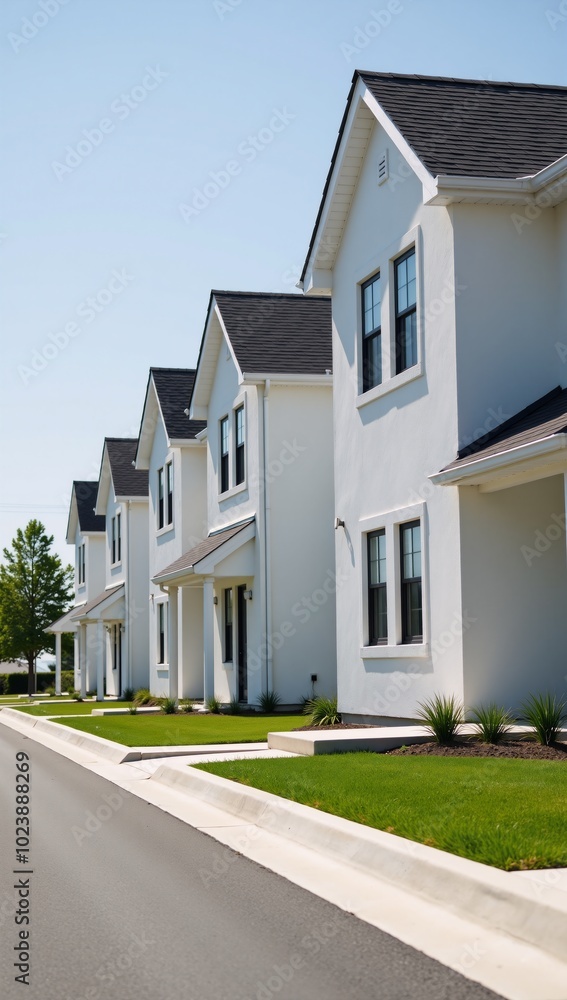 New houses in newly built residential neighborhood New houses in newly built residential neighborhood