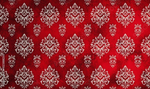 A red background with a red and white pattern