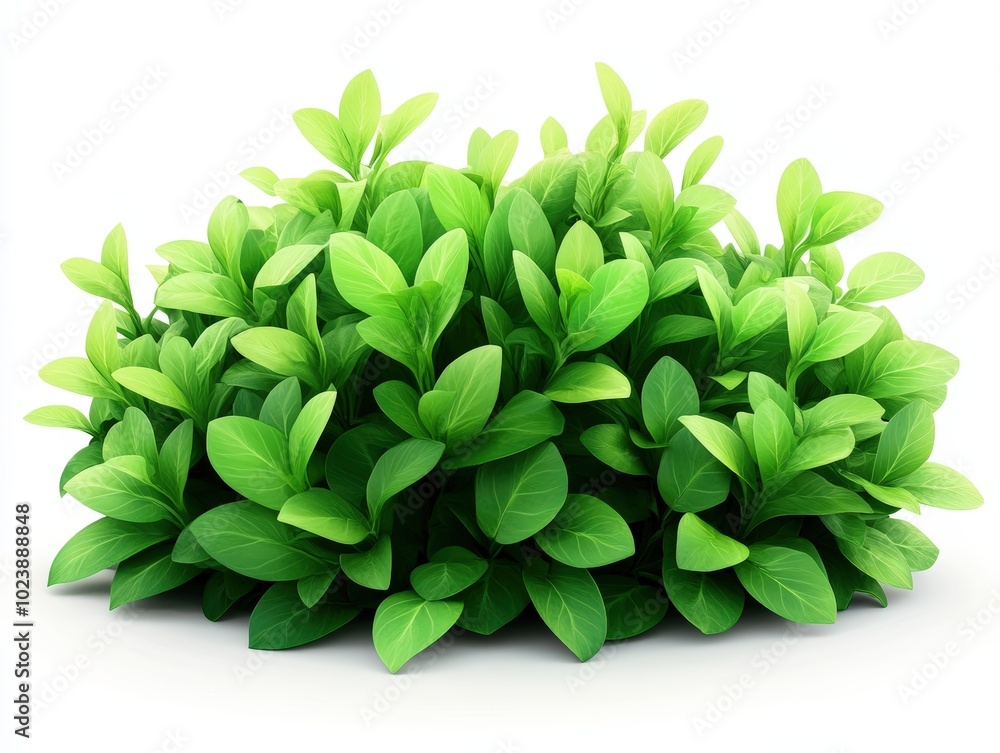 Green shrub with lush leaves, white isolated background. Green shrub with lush leaves, white isolated background.