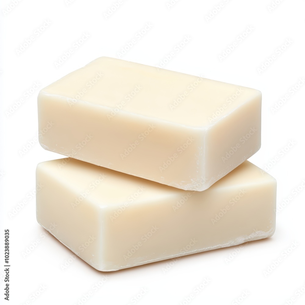 Two bars of creamy soap on white isolated background. Two bars of creamy soap on white isolated background.
