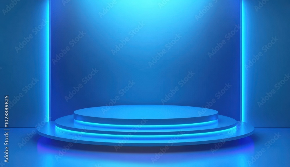 Blue gradient background, empty studio with lighting for product display presentation Generative AI Blue gradient background, empty studio with lighting for product display presentation Generative AI