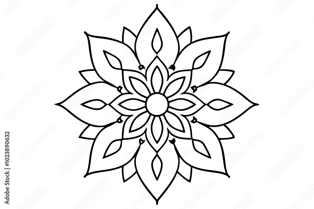 Fototapeta premium Traditional mandala vector line art