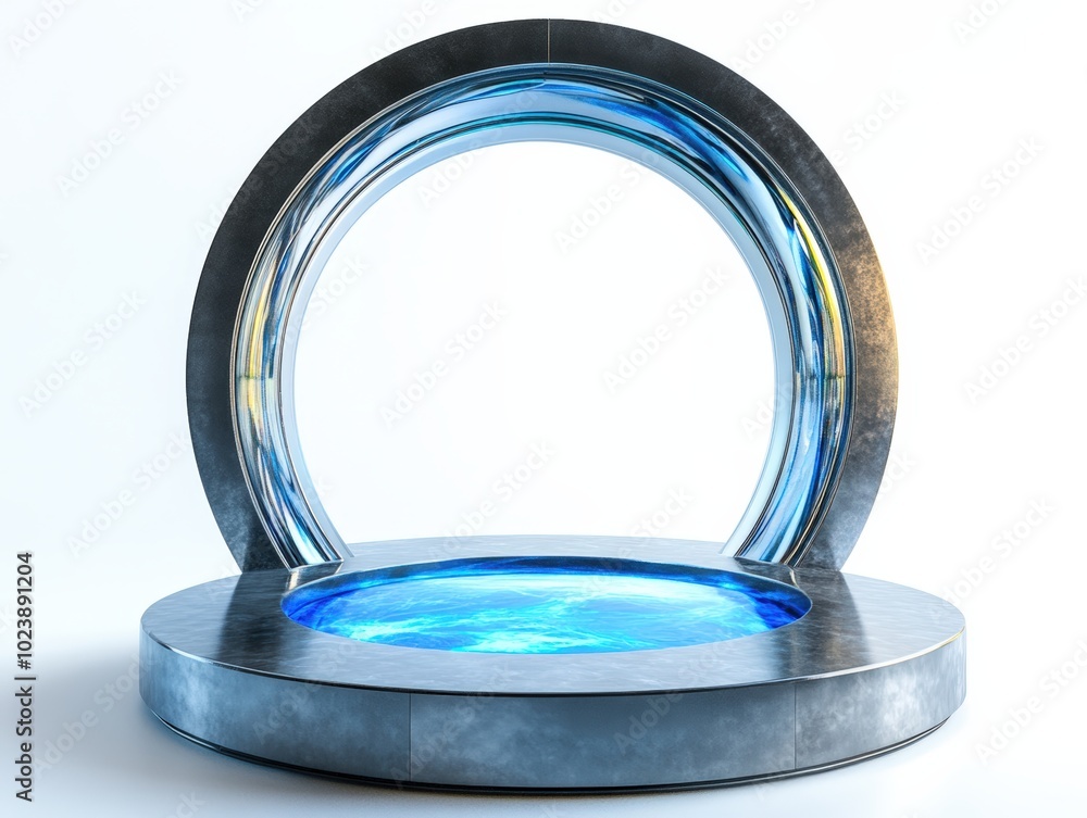 Futuristic portal design, minimalistic aesthetic, white isolated background. Futuristic portal design, minimalistic aesthetic, white isolated background.