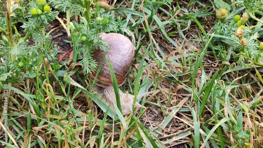 Helix pomatia crawling snail close up. Helix pomatia crawling snail close up.