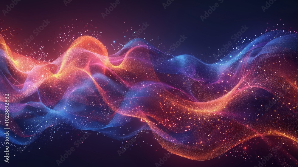 Abstract tech wave, particle flow background, big data design for brochures and banners Abstract tech wave, particle flow background, big data design for brochures and banners