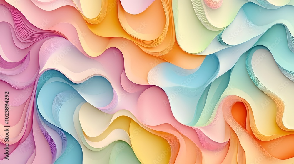 Fototapeta premium Abstract, wavy background in pastel colors, vector illustration