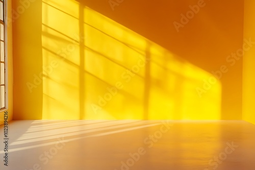 Yellow gradient wall with empty studio space for product display