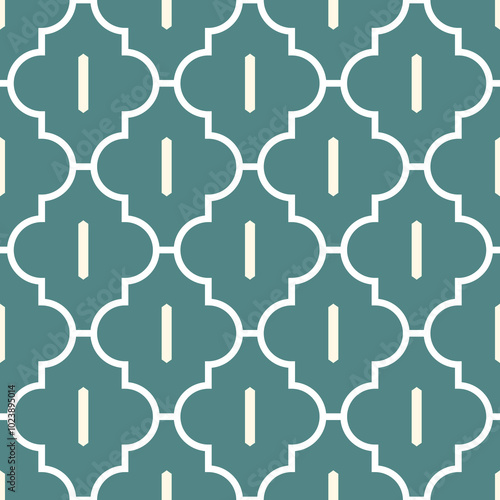 Oriental traditional pattern. Ogee ornament. Repeated maroccan crosses mosaic tiles. Lantern shapes motif. Tracery window wallpaper. Arabesque digital paper, textile print. Seamless surface design