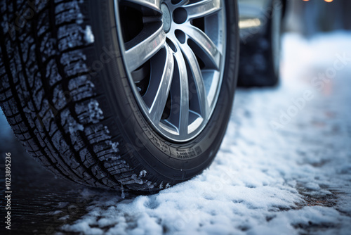 Wallpaper Mural Winter tires on snow. Detail of car tires on the road covered with snow. Torontodigital.ca