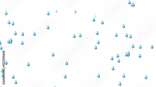 2d rain animation on white screen. Animated display of raindrops. Rain animation is used for all purposes
