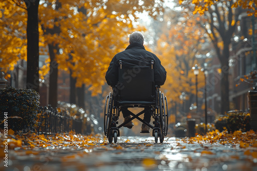Wallpaper Mural A person using a wheelchair due to a degenerative disease, demonstrating the impact of mobility issues. Concept of chronic health. Torontodigital.ca