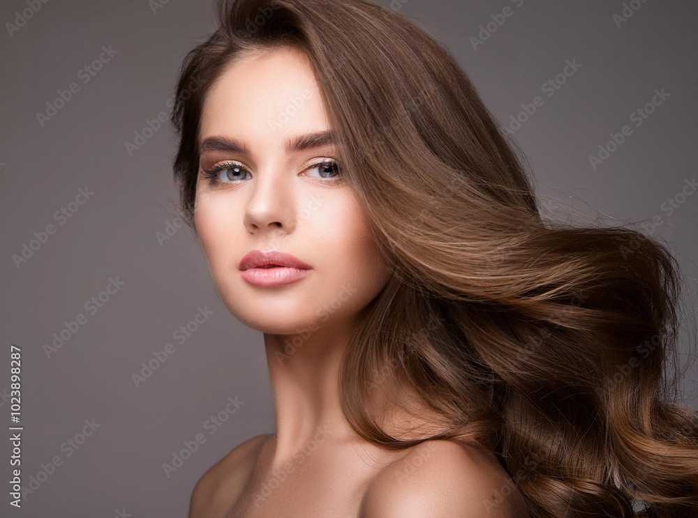 An attractive woman with flowing long hair and expertly applied makeup, exuding elegance and confidence in her appearance. An attractive woman with flowing long hair and expertly applied makeup, exuding elegance and confidence in her appearance.