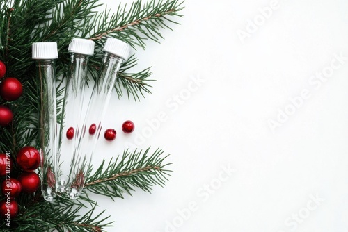 Christmas decoration with test tubes and ornaments photo