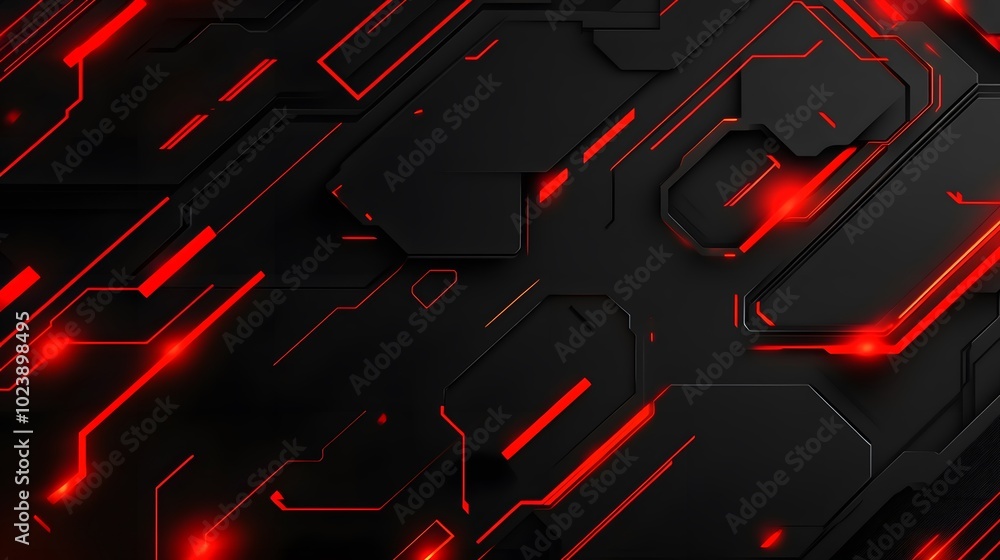 Abstract background with red glowing lines on a dark grey or black background, featuring geometric shapes Abstract background with red glowing lines on a dark grey or black background, featuring geometric shapes