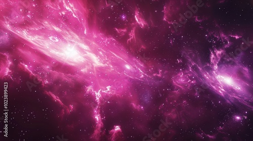 Intergalactic Discovery Illustration in Cosmic Pinks and Purples