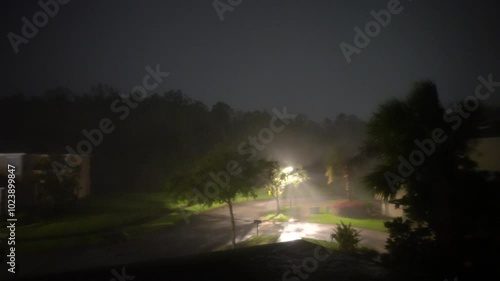 Hurricane big gust wind, heavy rain and lightning on landfall of Hurricane Milton photo