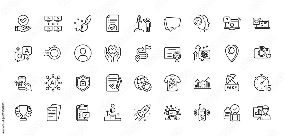 Headshot, Checklist and Globe line icons pack. AI, Question and Answer, Map pin icons. Business podium, Teamwork, Speech bubble web icon. Vector Headshot, Checklist and Globe line icons pack. AI, Question and Answer, Map pin icons. Business podium, Teamwork, Speech bubble web icon. Vector