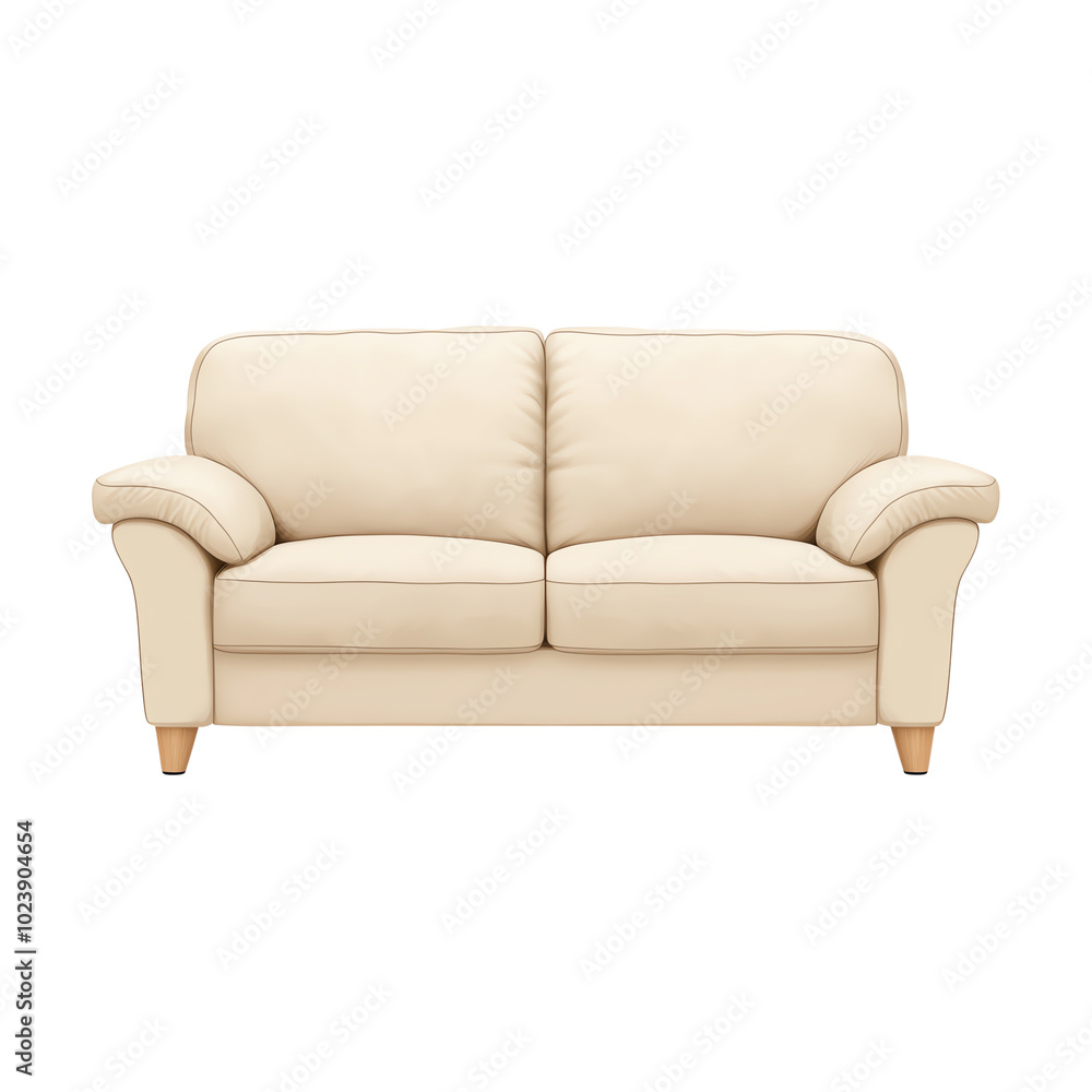 Elegant beige sofa with soft cushions on a white isolated background. transparent background Elegant beige sofa with soft cushions on a white isolated background. transparent background