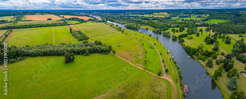 Aerial view of Hambleden Lock near Mill End on the river Thames photo