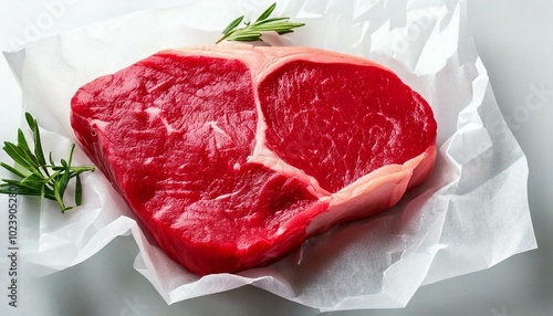 raw beef steak on paper wrapping