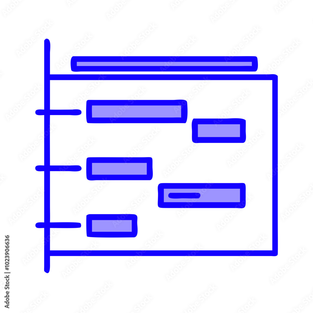 Project timeline icon in blue outline, business planning concept Project timeline icon in blue outline, business planning concept