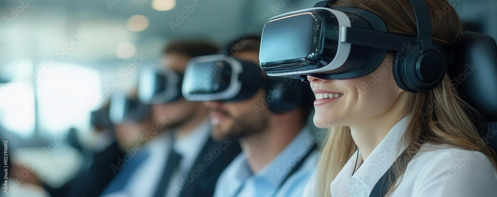 Corporate training session using VR technology, immersive learning environment for business skills Corporate training session using VR technology, immersive learning environment for business skills