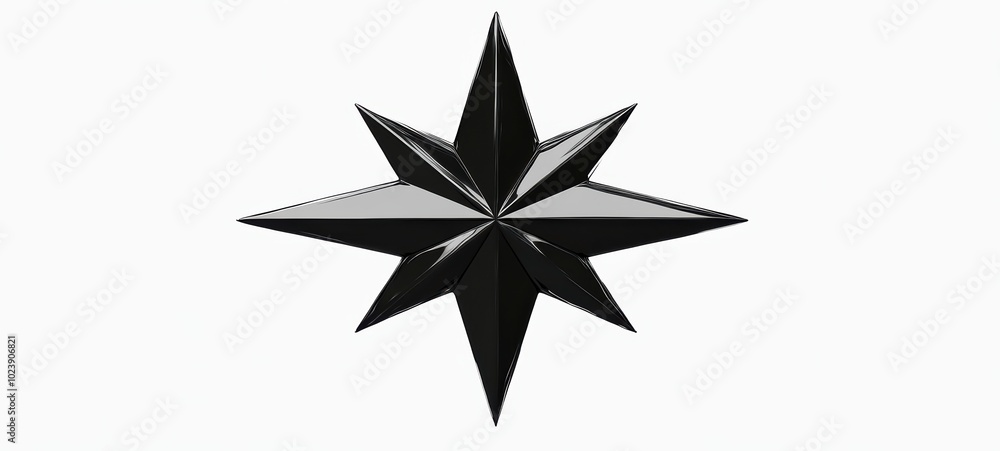 Obraz premium A basic, clean illustration of a throwing star, shuriken with sharp, symmetrical edges and a simple, flat design, rendered in a solid black against white