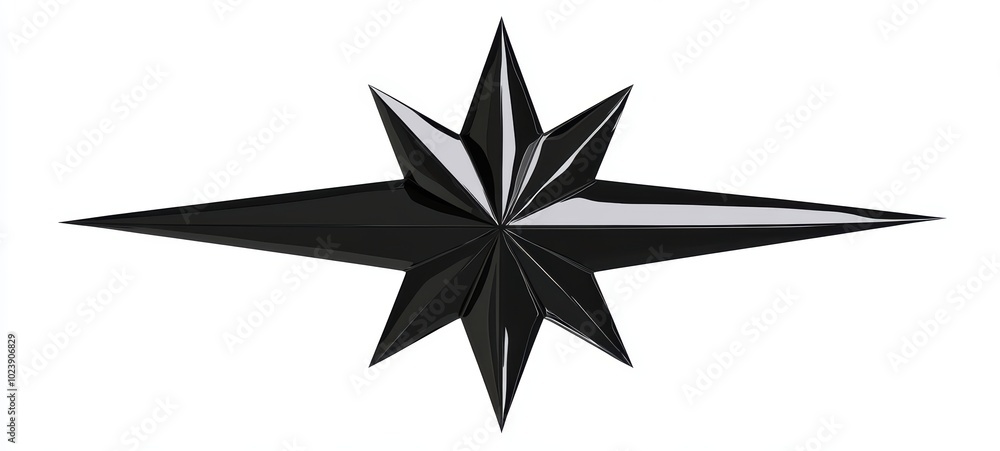Obraz premium A basic, clean illustration of a throwing star, shuriken with sharp, symmetrical edges and a simple, flat design, rendered in a solid black against white