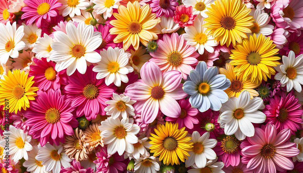 Fototapeta premium Mixed flower pattern isolated with white highlights, png