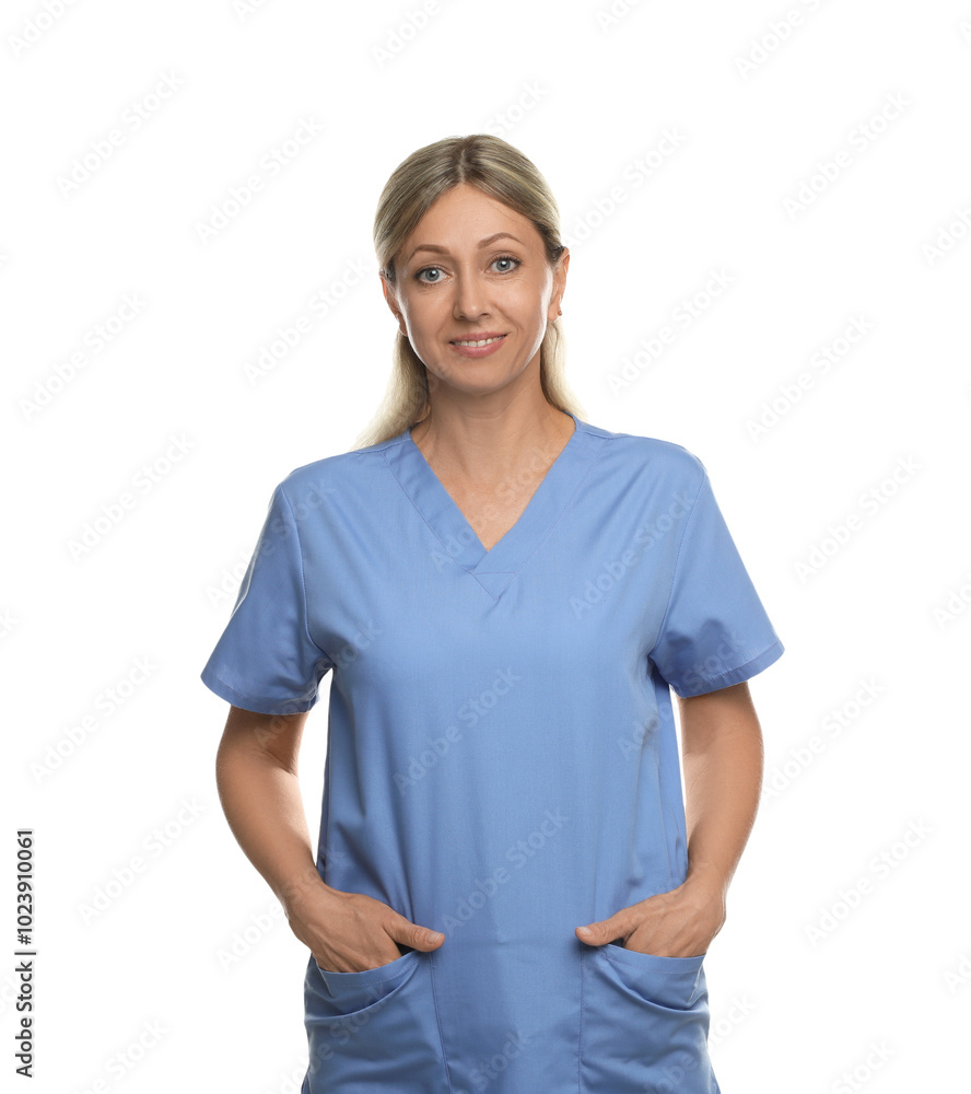 Portrait of nurse in medical uniform isolated on white Portrait of nurse in medical uniform isolated on white