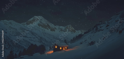 Mountain cabin wallpaper background 005
