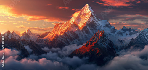 Sunrise in the mountains wallpaper background 002