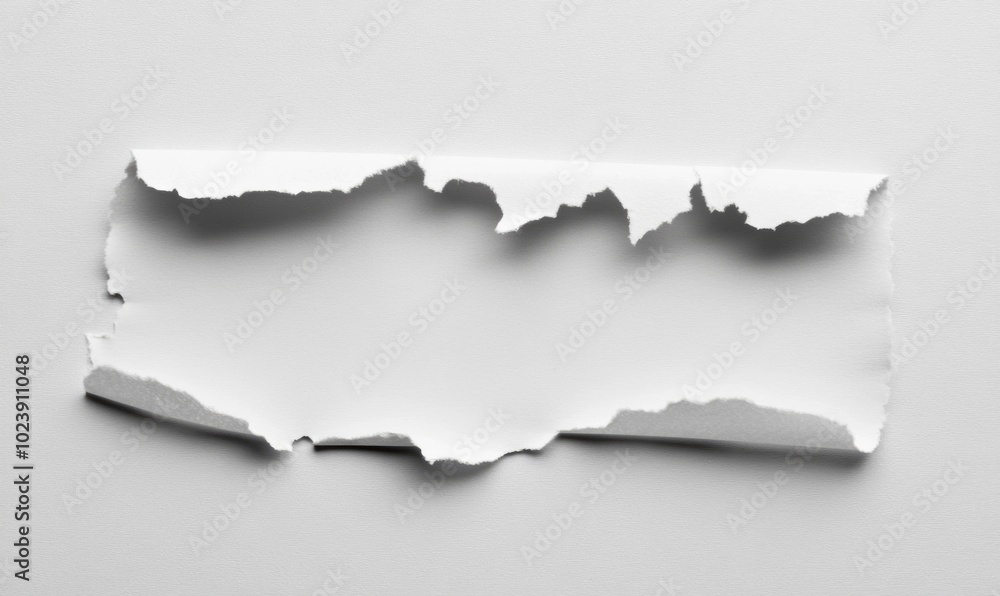 A white paper with a tear in it A white paper with a tear in it