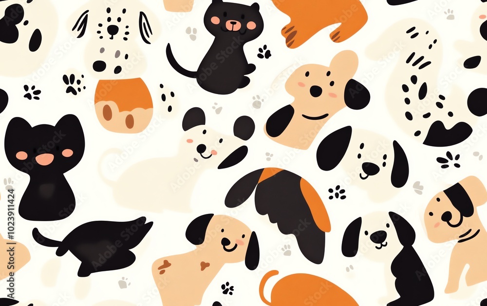 Cute Dogs and Cats Seamless Pattern Cute Dogs and Cats Seamless Pattern