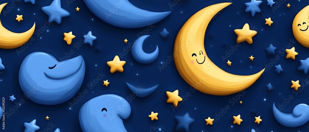 Smiling stars and moons Smiling stars and moons