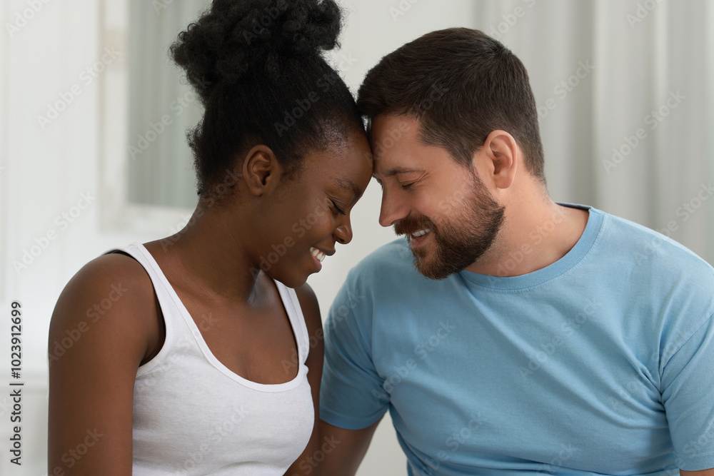 International relationships. Portrait of lovely couple at home International relationships. Portrait of lovely couple at home