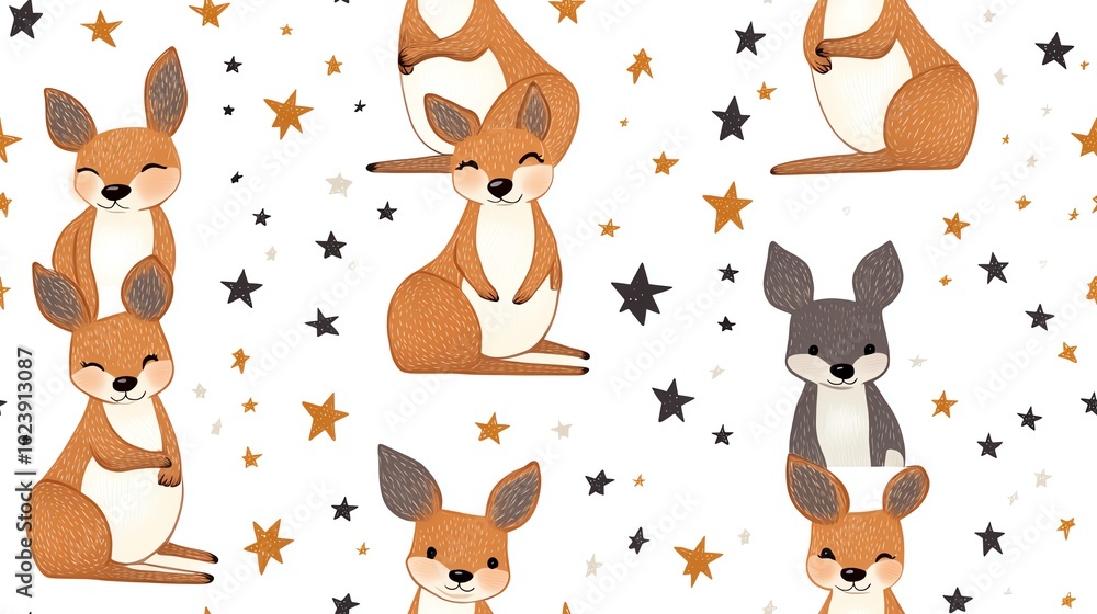 Naklejka premium Cute fawn seamless pattern
