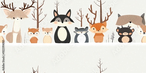 Woodland animals in winter photo