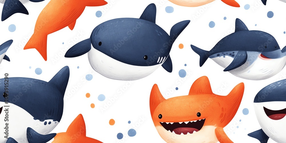 Seamless pattern with cute sharks Seamless pattern with cute sharks