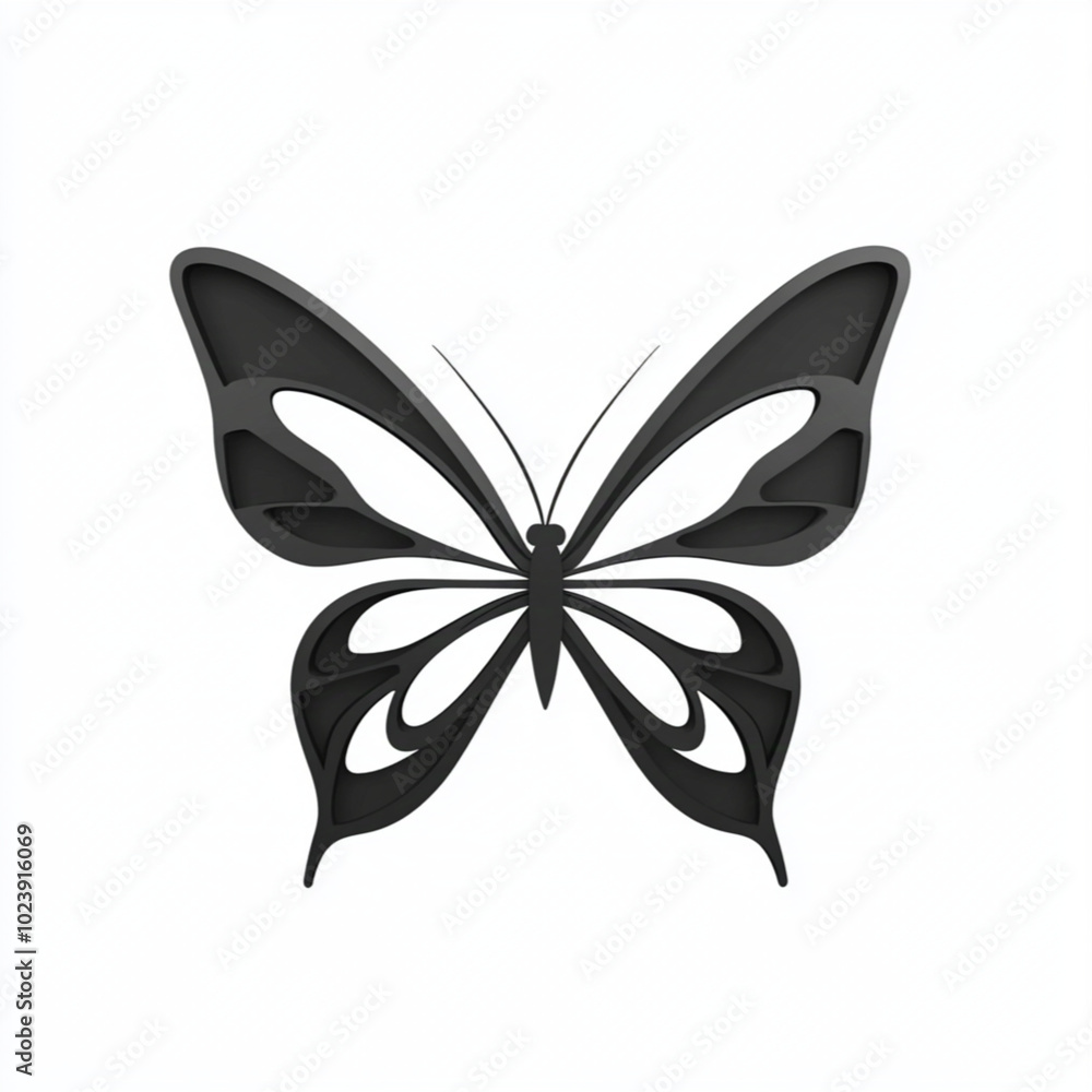 Simple vector logo of a butterfly in technological style, pure black on white background Simple vector logo of a butterfly in technological style, pure black on white background