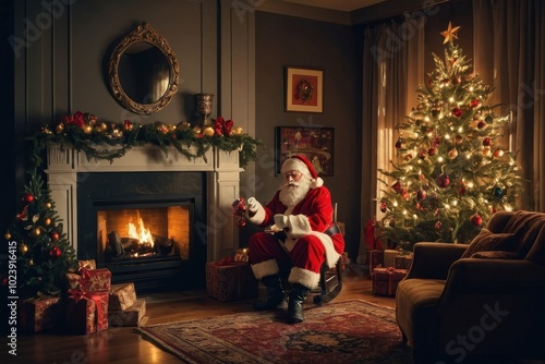 Wallpaper Mural santa claus with christmas gifts Torontodigital.ca