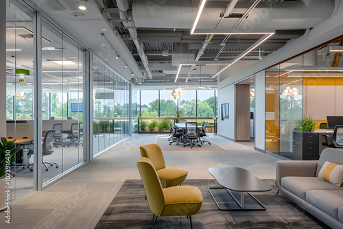 Sleek, Modern Design of Spacious IHS Markit Office with Natural Light and Comfortable Workspace photo