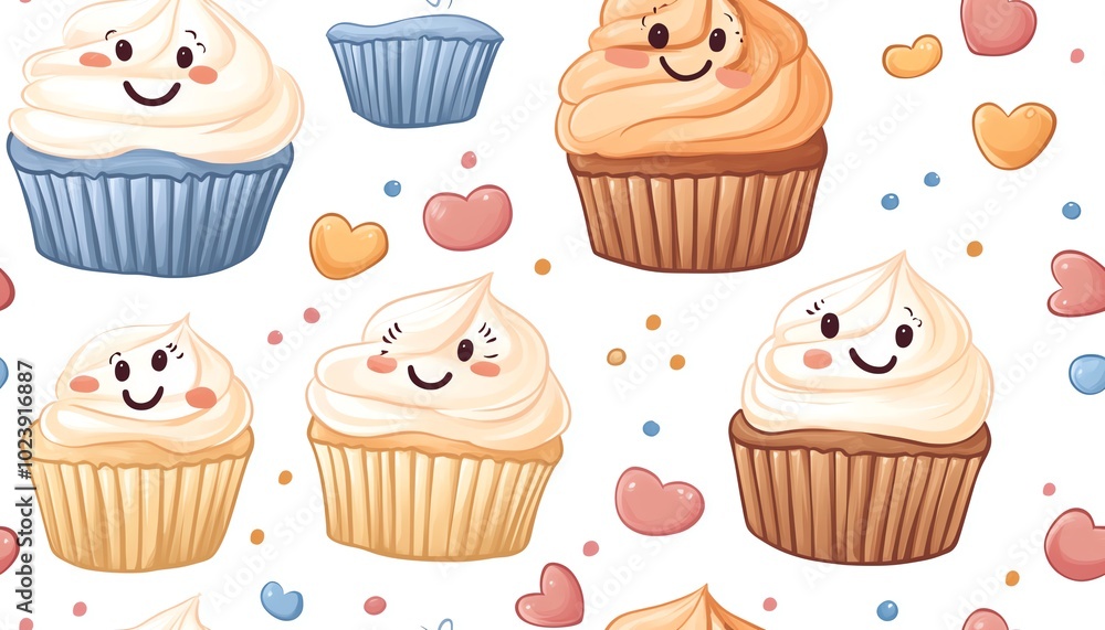 Cute cupcake seamless pattern Cute cupcake seamless pattern