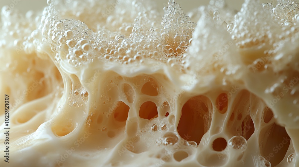 Close-Up of Beer Foam: Bubbles and Texture Close-Up of Beer Foam: Bubbles and Texture