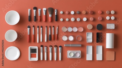 Arrangement of Makeup Tools and Cosmetics Products photo