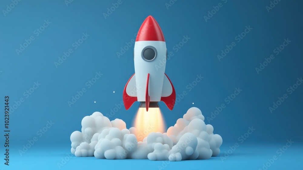 Vibrant 3D Rocket Ready for Takeoff Vibrant 3D Rocket Ready for Takeoff