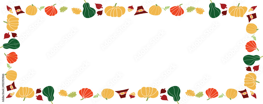 Fototapeta premium Boarding line pumpkin and leaf for autumn season celebration or holiday concept